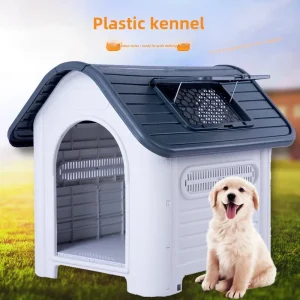 Full Season Outdoor Kennel House Waterproof Rain-Proof Plastic with Sunroof Multiple Options Solid Pattern