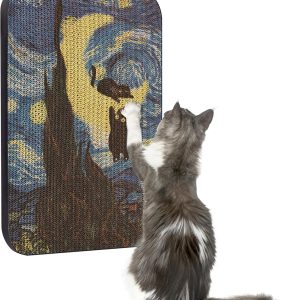 Art Cat Scratcher, Wall-Mountable Cat Scratching Board, Cat Wall Scratcher 16.7x11x1 Inch Cat Scratch Pad and Cat Scratchers for Indoor Cats Toy Furniture Protector(Starry Night)