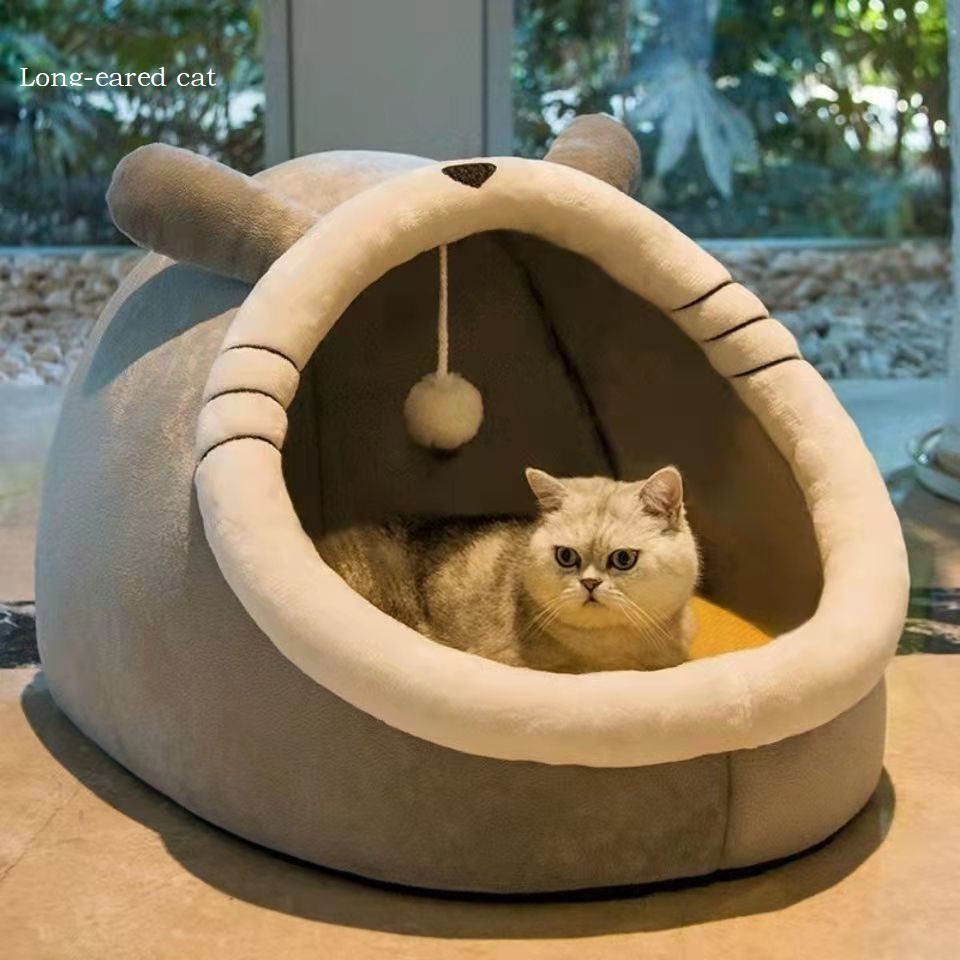 In Stock Cartoon Pet Bed Foldable Cat Bed Removable Washable Pet Sleeping Bed for Cat Dog House tempat tidur kucing - Image 11
