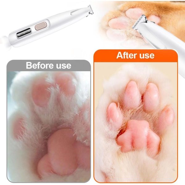 Dog Paw Trimmer,Furry Basics Pet Hair Trimmer,Saffory Dog Paw Trimmer with LED Light,Low Noise USB Rechargeable,Waterproof Pet Hair Shaver for Dogs and Cats