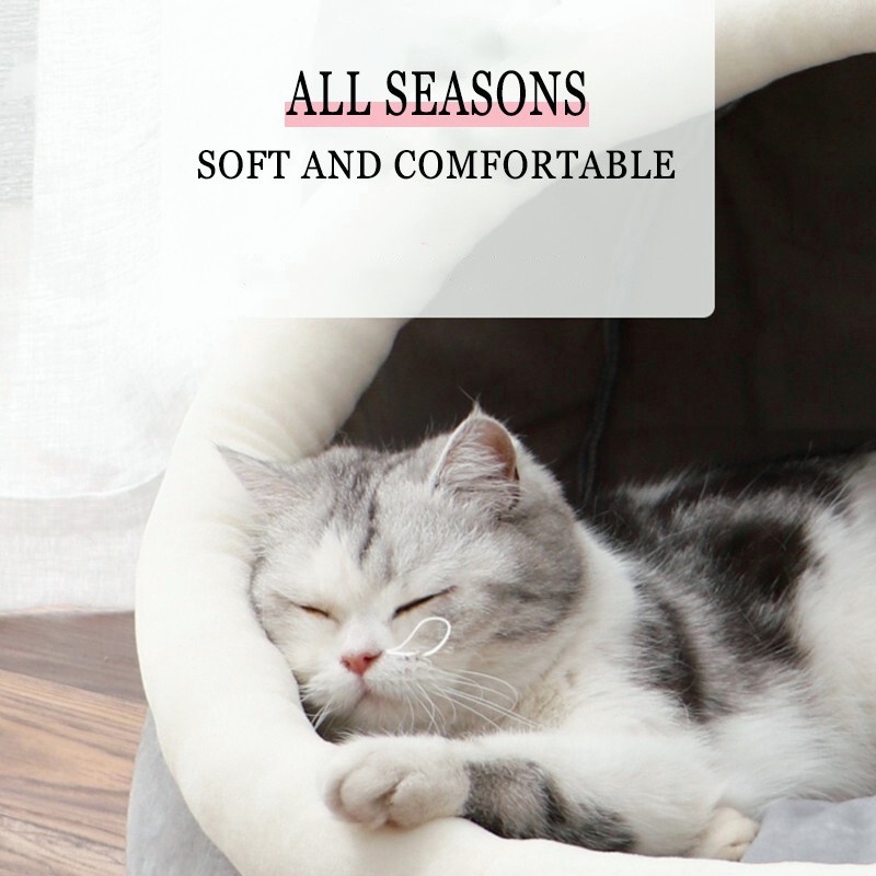 In Stock Cartoon Pet Bed Foldable Cat Bed Removable Washable Pet Sleeping Bed for Cat Dog House tempat tidur kucing - Image 3